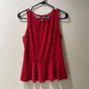 Medium top - Red with black dots